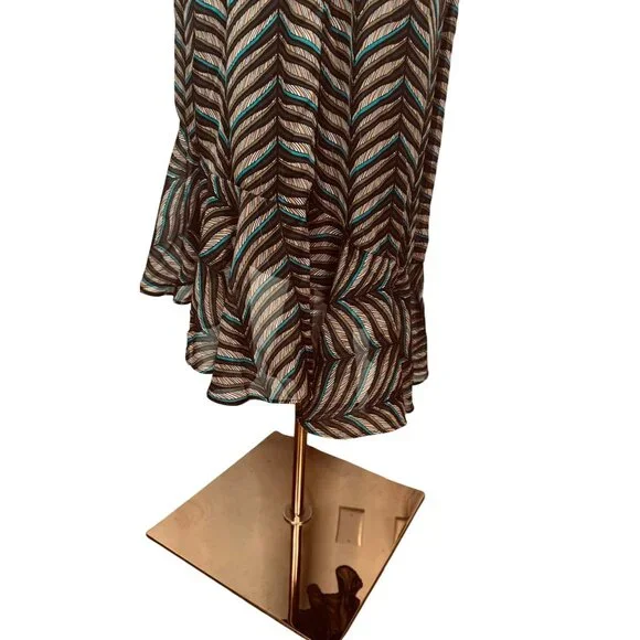 NWT City Studio Size 15 Multicolor Chevron Wrap Dress Ruffle Hem V-Neck - Picture 9 of 16